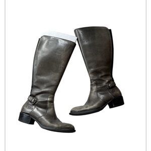 Born Gray Leather Combat Boots